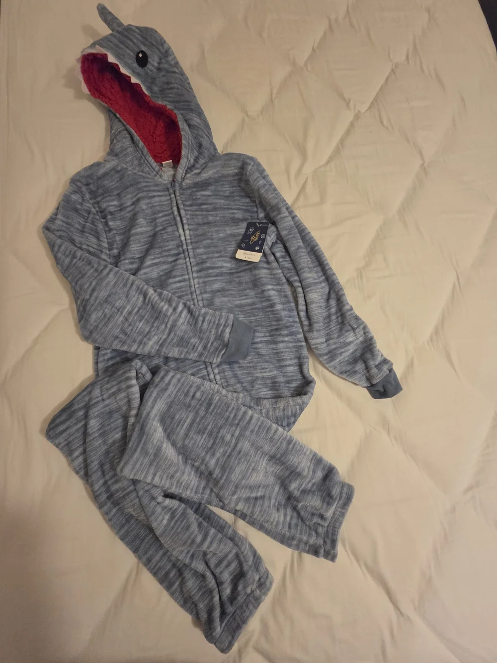 Playful Super Soft and Fun Kids Shark Hooded One-Piece - Pajama Or Costume